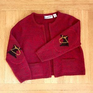 Diane von Furstenberg Crop Cardigan with Bridle Horse Elbow Patches